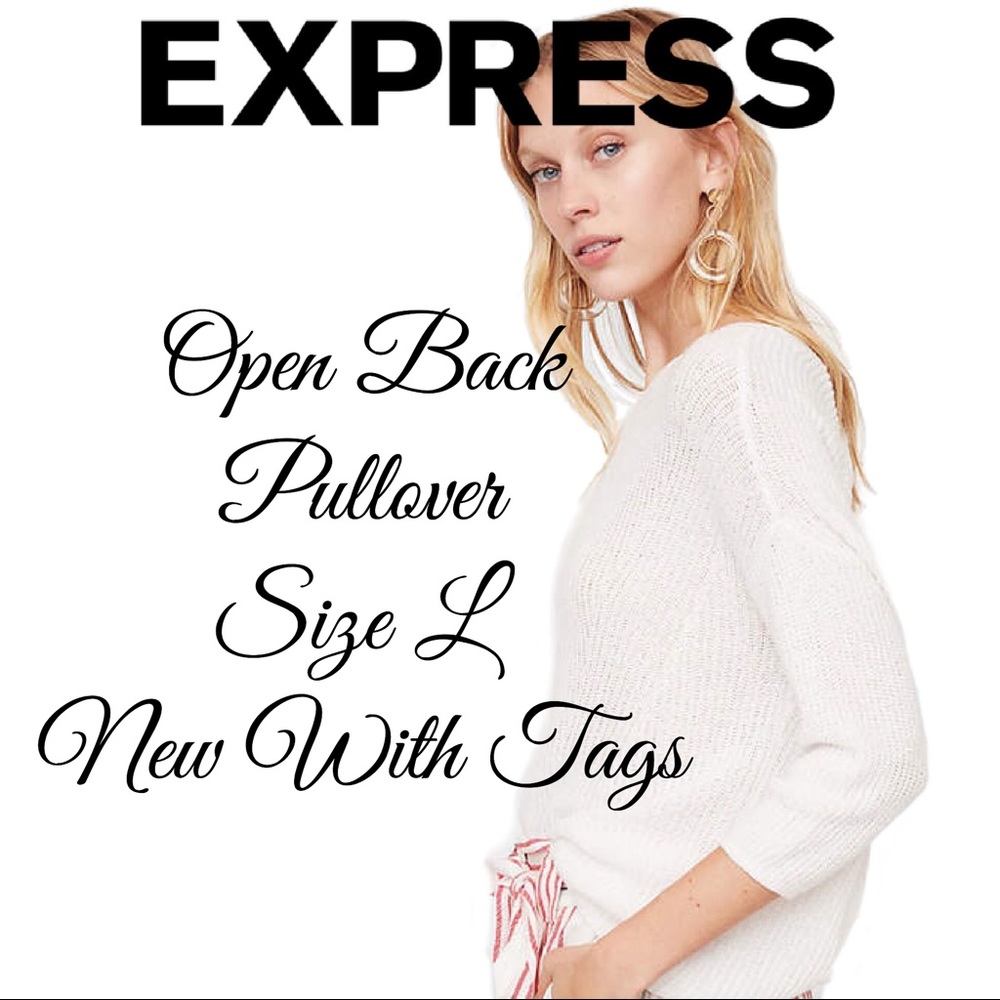 Express White Open Back Pullover NWT Size L #E7